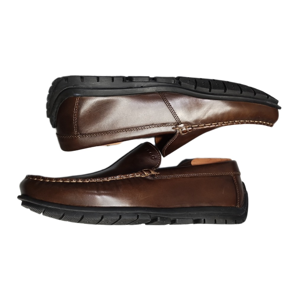 Ecco Driving Loafers Mens US 7 Brown Genuine Handsewn Contrast Stitching Moc Toe